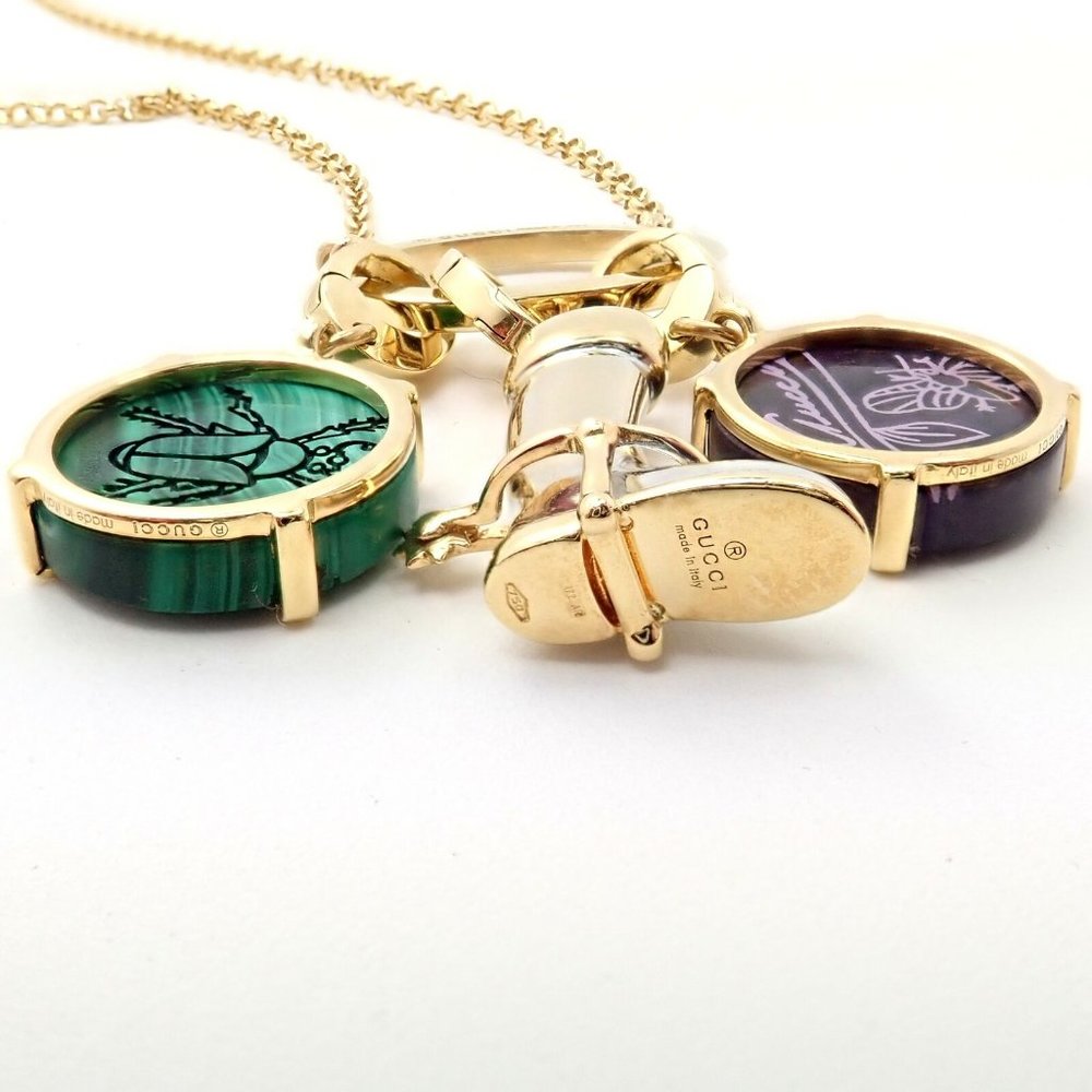 Rare! Authentic Gucci 18k Yellow White Gold Riding Boot + Beetle Charm Necklace - Picture 6 of 8